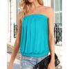 imageCHICGAL Womens Tube Tops Summer Casual Bandeau Tank Casual Strapless Blouse Off The Shoulder Tunic ShirtsLake Blue