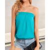 imageCHICGAL Womens Tube Tops Summer Casual Bandeau Tank Casual Strapless Blouse Off The Shoulder Tunic ShirtsLake Blue