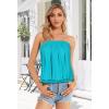 imageCHICGAL Womens Tube Tops Summer Casual Bandeau Tank Casual Strapless Blouse Off The Shoulder Tunic ShirtsLake Blue