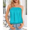 imageCHICGAL Womens Tube Tops Summer Casual Bandeau Tank Casual Strapless Blouse Off The Shoulder Tunic ShirtsLake Blue