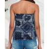 imageCHICGAL Womens Tube Tops Summer Casual Bandeau Tank Casual Strapless Blouse Off The Shoulder Tunic ShirtsNavy Diamond
