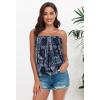 imageCHICGAL Womens Tube Tops Summer Casual Bandeau Tank Casual Strapless Blouse Off The Shoulder Tunic ShirtsNavy Diamond