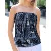 imageCHICGAL Womens Tube Tops Summer Casual Bandeau Tank Casual Strapless Blouse Off The Shoulder Tunic ShirtsNavy Diamond