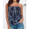 imageCHICGAL Womens Tube Tops Summer Casual Bandeau Tank Casual Strapless Blouse Off The Shoulder Tunic ShirtsNavy Diamond