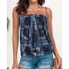 imageCHICGAL Womens Tube Tops Summer Casual Bandeau Tank Casual Strapless Blouse Off The Shoulder Tunic ShirtsNavy Diamond