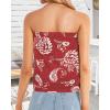 imageCHICGAL Womens Tube Tops Summer Casual Bandeau Tank Casual Strapless Blouse Off The Shoulder Tunic ShirtsRed Floral