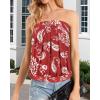 imageCHICGAL Womens Tube Tops Summer Casual Bandeau Tank Casual Strapless Blouse Off The Shoulder Tunic ShirtsRed Floral