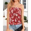 imageCHICGAL Womens Tube Tops Summer Casual Bandeau Tank Casual Strapless Blouse Off The Shoulder Tunic ShirtsRed Floral