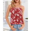 imageCHICGAL Womens Tube Tops Summer Casual Bandeau Tank Casual Strapless Blouse Off The Shoulder Tunic ShirtsRed Floral