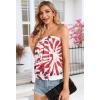 imageCHICGAL Womens Tube Tops Summer Casual Bandeau Tank Casual Strapless Blouse Off The Shoulder Tunic ShirtsRed Tiedye