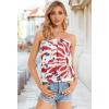 imageCHICGAL Womens Tube Tops Summer Casual Bandeau Tank Casual Strapless Blouse Off The Shoulder Tunic ShirtsRed Tiedye