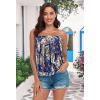 imageCHICGAL Womens Tube Tops Summer Casual Bandeau Tank Casual Strapless Blouse Off The Shoulder Tunic ShirtsTreasure Blue Print