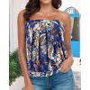 imageCHICGAL Womens Tube Tops Summer Casual Bandeau Tank Casual Strapless Blouse Off The Shoulder Tunic ShirtsTreasure Blue Print