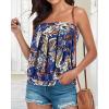 imageCHICGAL Womens Tube Tops Summer Casual Bandeau Tank Casual Strapless Blouse Off The Shoulder Tunic ShirtsTreasure Blue Print
