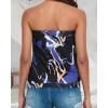 imageCHICGAL Womens Tube Tops Summer Casual Bandeau Tank Casual Strapless Blouse Off The Shoulder Tunic ShirtsWhite Blue Doodles