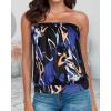imageCHICGAL Womens Tube Tops Summer Casual Bandeau Tank Casual Strapless Blouse Off The Shoulder Tunic ShirtsWhite Blue Doodles