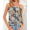 imageCHICGAL Womens Tube Tops Summer Casual Bandeau Tank Casual Strapless Blouse Off The Shoulder Tunic ShirtsYellow Big Rose