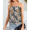 imageCHICGAL Womens Tube Tops Summer Casual Bandeau Tank Casual Strapless Blouse Off The Shoulder Tunic ShirtsYellow Big Rose