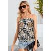 imageCHICGAL Womens Tube Tops Summer Casual Bandeau Tank Casual Strapless Blouse Off The Shoulder Tunic ShirtsYellow Big Rose