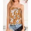 imageCHICGAL Womens Tube Tops Summer Casual Bandeau Tank Casual Strapless Blouse Off The Shoulder Tunic ShirtsYellow Floral