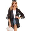 imageWomens Kimono Cardigans Floral Chiffon Loose Open Front Casual Summer TopsA Black Dot