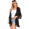 imageWomens Kimono Cardigans Floral Chiffon Loose Open Front Casual Summer TopsA Black Dot