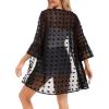 imageWomens Kimono Cardigans Floral Chiffon Loose Open Front Casual Summer TopsA Black Dot