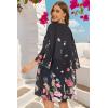 imageWomens Kimono Cardigans Floral Chiffon Loose Open Front Casual Summer TopsBlack Floral