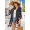 imageWomens Kimono Cardigans Floral Chiffon Loose Open Front Casual Summer TopsBlack Floral