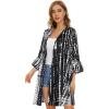 imageWomens Kimono Cardigans Floral Chiffon Loose Open Front Casual Summer TopsBlack White Stripe