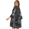 imageWomens Kimono Cardigans Floral Chiffon Loose Open Front Casual Summer TopsBlack White Stripe