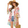 imageWomens Kimono Cardigans Floral Chiffon Loose Open Front Casual Summer TopsColorful Flowers