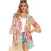 imageWomens Kimono Cardigans Floral Chiffon Loose Open Front Casual Summer TopsColorful Flowers