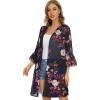 imageWomens Kimono Cardigans Floral Chiffon Loose Open Front Casual Summer TopsDark Purple Floral