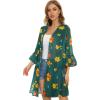 imageWomens Kimono Cardigans Floral Chiffon Loose Open Front Casual Summer TopsOrange Green Floral