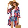 imageWomens Kimono Cardigans Floral Chiffon Loose Open Front Casual Summer TopsPink Colorful Floral