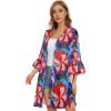 imageWomens Kimono Cardigans Floral Chiffon Loose Open Front Casual Summer TopsPink Colorful Floral