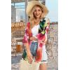 imageWomens Kimono Cardigans Floral Chiffon Loose Open Front Casual Summer TopsPink Rose
