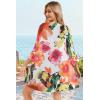 imageWomens Kimono Cardigans Floral Chiffon Loose Open Front Casual Summer TopsPink Rose