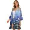 imageWomens Kimono Cardigans Floral Chiffon Loose Open Front Casual Summer TopsSun Floral Flowers