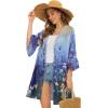 imageWomens Kimono Cardigans Floral Chiffon Loose Open Front Casual Summer TopsSun Floral Flowers