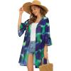 imageWomens Kimono Cardigans Floral Chiffon Loose Open Front Casual Summer TopsTie Dyed Blue Green