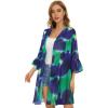 imageWomens Kimono Cardigans Floral Chiffon Loose Open Front Casual Summer TopsTie Dyed Blue Green