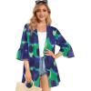 imageWomens Kimono Cardigans Floral Chiffon Loose Open Front Casual Summer TopsTie Dyed Blue Green