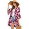 imageWomens Kimono Cardigans Floral Chiffon Loose Open Front Casual Summer TopsTie Dyed Pink White