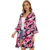 imageWomens Kimono Cardigans Floral Chiffon Loose Open Front Casual Summer TopsTie Dyed Pink White