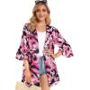 imageWomens Kimono Cardigans Floral Chiffon Loose Open Front Casual Summer TopsTie Dyed Pink White