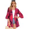 imageWomens Kimono Cardigans Floral Chiffon Loose Open Front Casual Summer TopsTie Dyed Rose Red