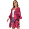 imageWomens Kimono Cardigans Floral Chiffon Loose Open Front Casual Summer TopsTie Dyed Rose Red