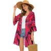imageWomens Kimono Cardigans Floral Chiffon Loose Open Front Casual Summer TopsTie Dyed Rose Red